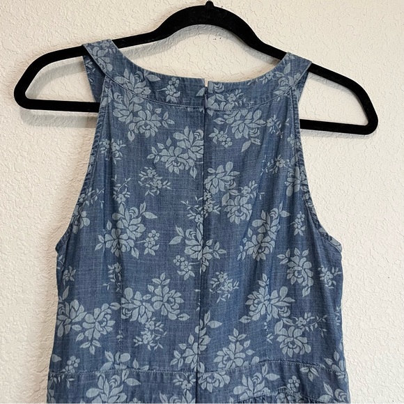 LOFT Ann Taylor Floral Blue Chambray Sleeveless Denim Dress Womens Size 4 - Picture 6 of 11